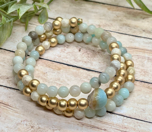 Amazonite & Czezh Glass Wrap