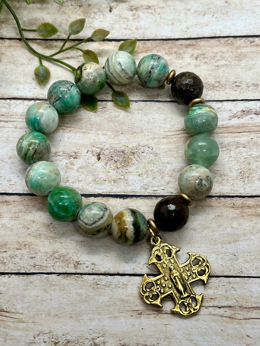 Green Calcite Rosary Bracelet