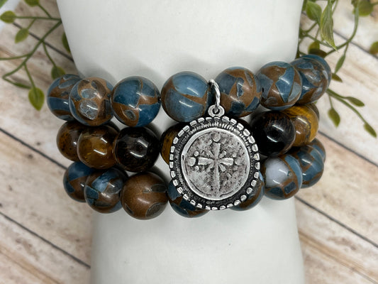 Blue Cloisonné Jasper & Tigers Eye